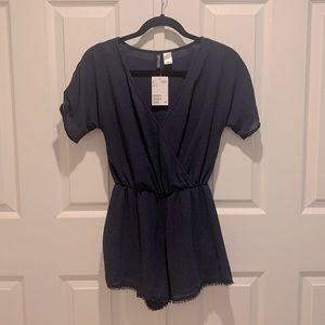 H&M Navy Blue Short Sleeve Romper, Size 4